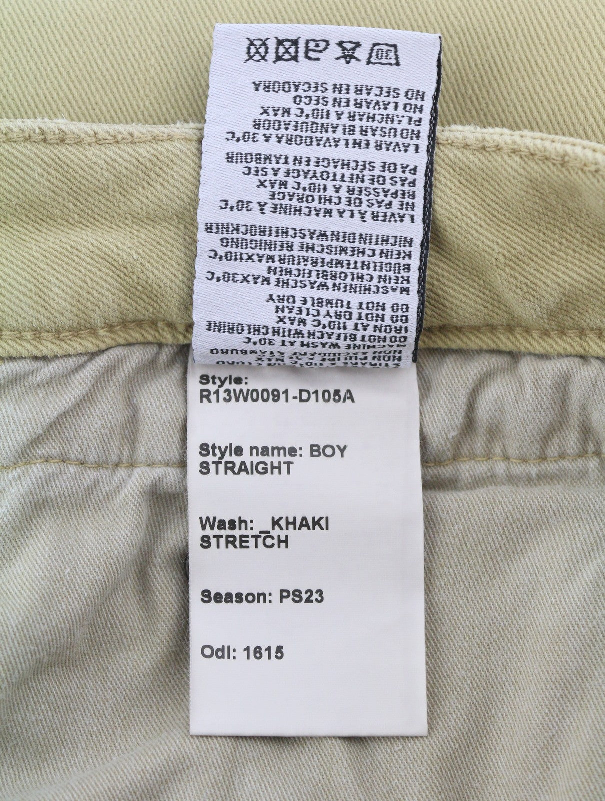 R13 Boy Straight Women Jeans 30 Khaki Stretch Washed Ankle Length Casual RRP€699