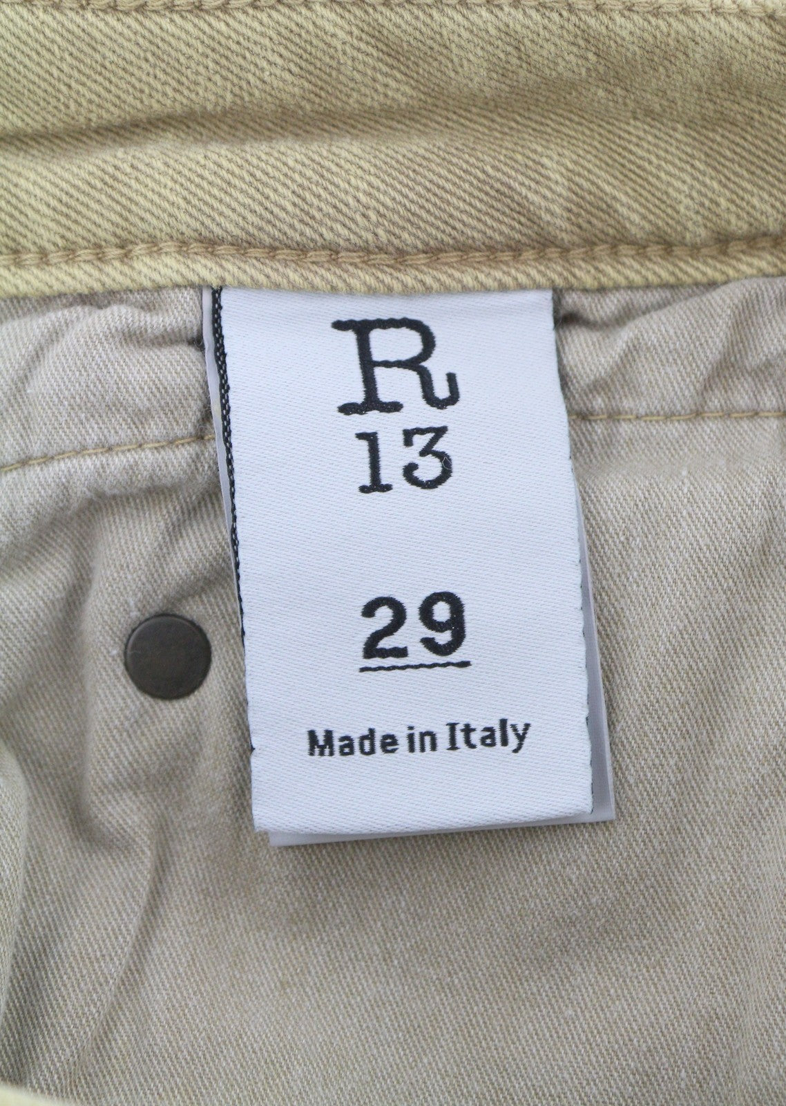 R13 Boy Straight Women Jeans 29 Khaki Stretchy Faded Ankle Length Casual RRP€699