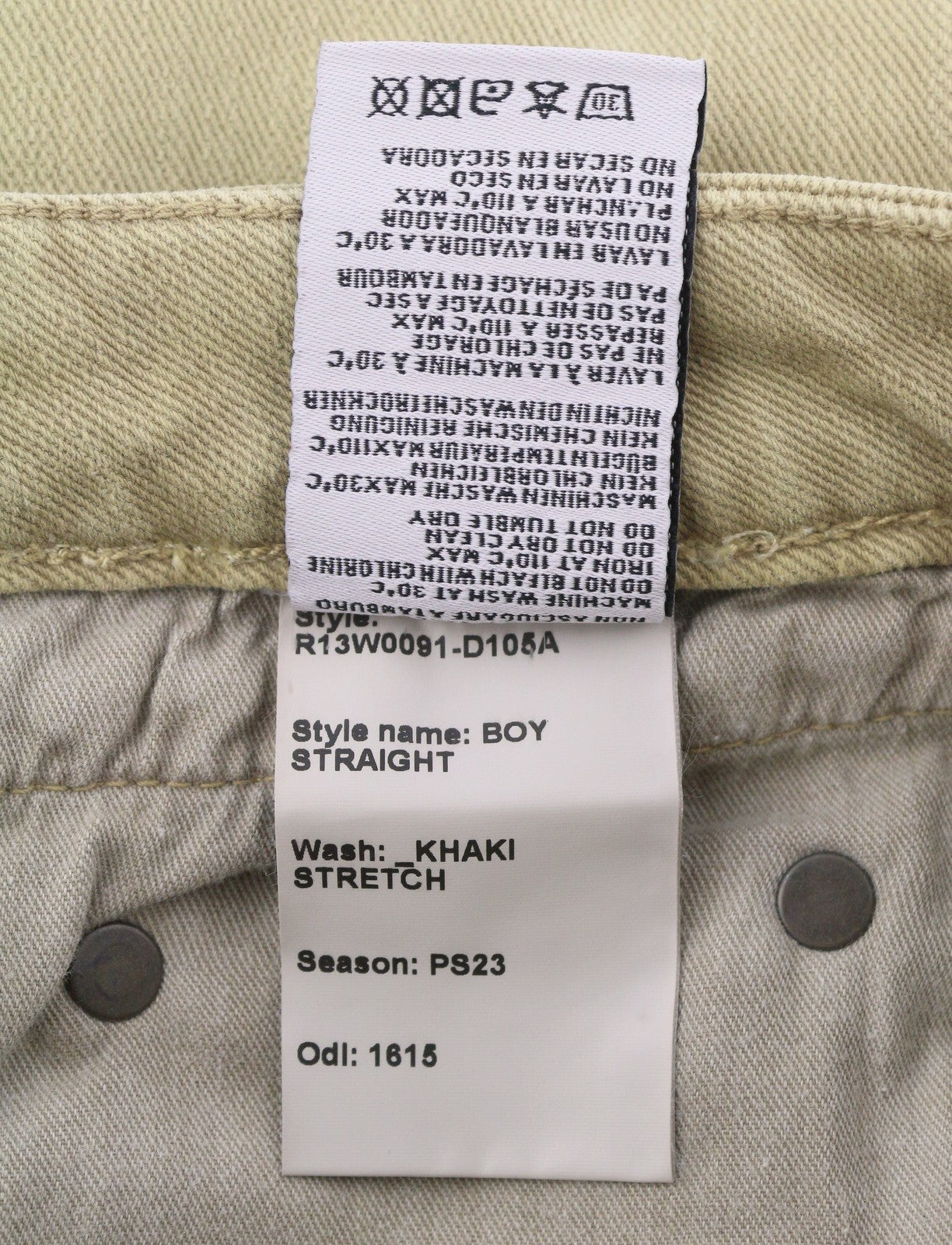 R13 Boy Straight Women Jeans 28 Khaki Stretch Washed Ankled Light Denim RRP€699