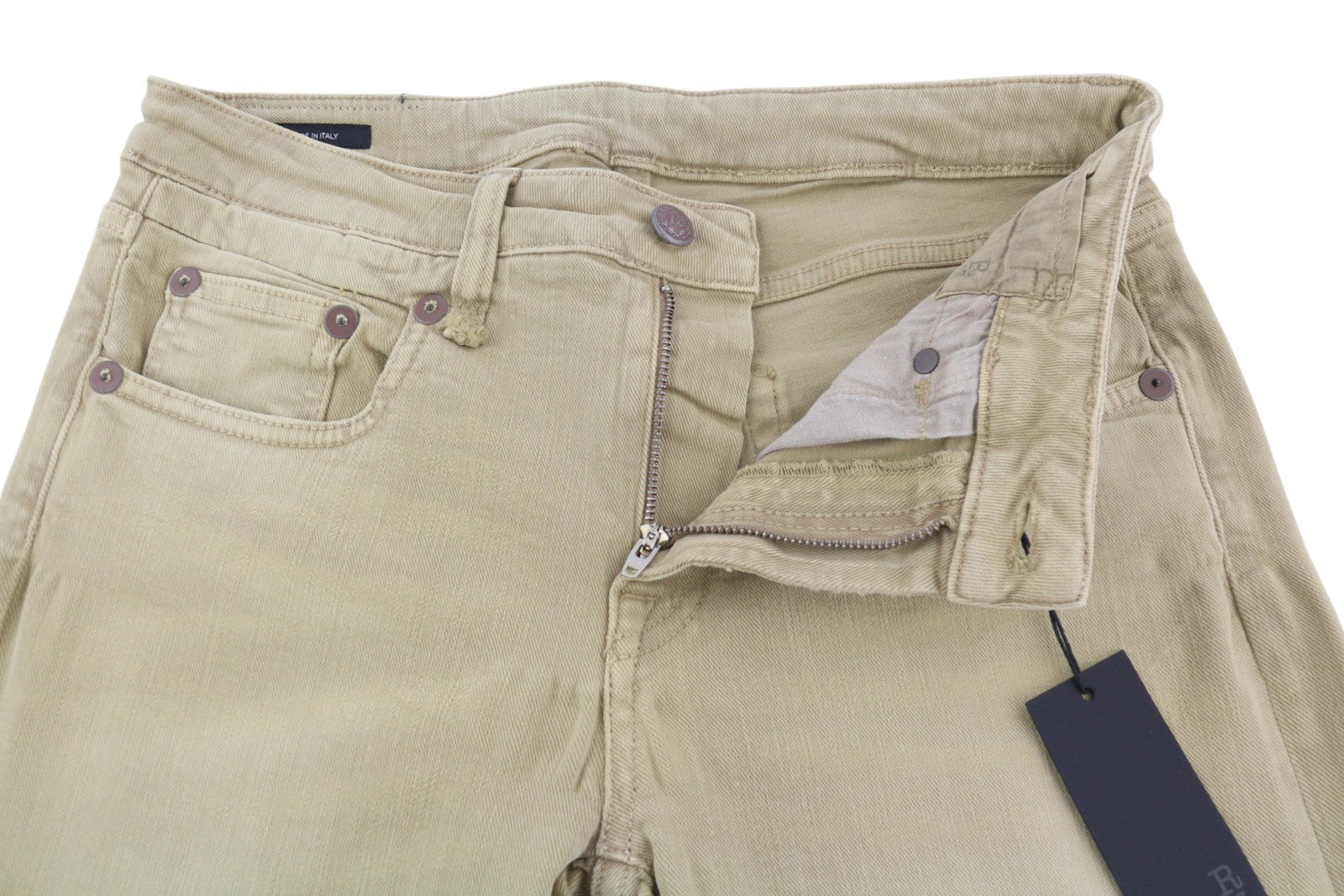 R13 Boy Straight Women Jeans 28 Khaki Stretch Washed Ankled Light Denim RRP€699