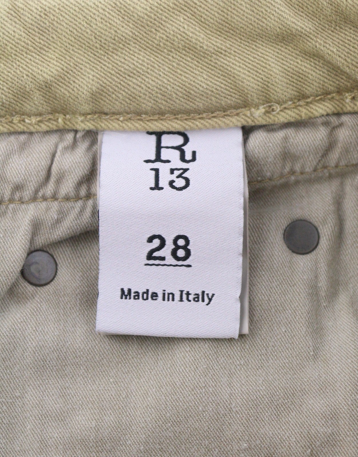 R13 Boy Straight Women Jeans 28 Khaki Stretch Washed Ankled Light Denim RRP€699