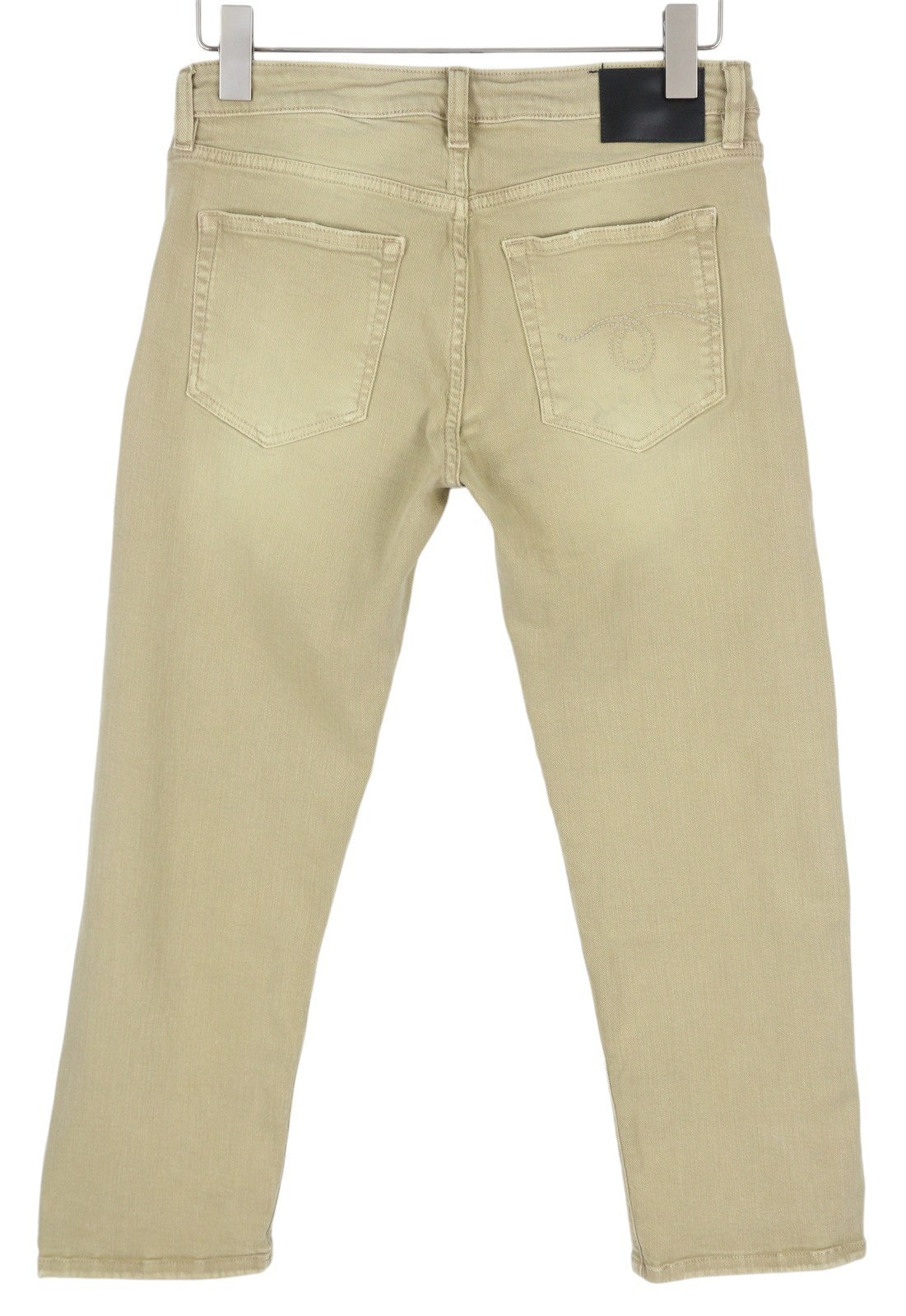 R13 Boy Straight Women Jeans 28 Khaki Stretch Faded Ankled Light Denim RRP€699