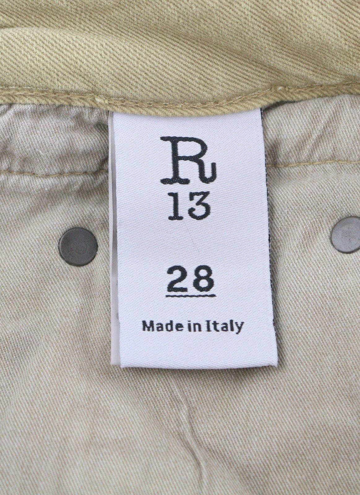 R13 Boy Straight Women Jeans 28 Khaki Stretch Faded Ankled Light Denim RRP€699