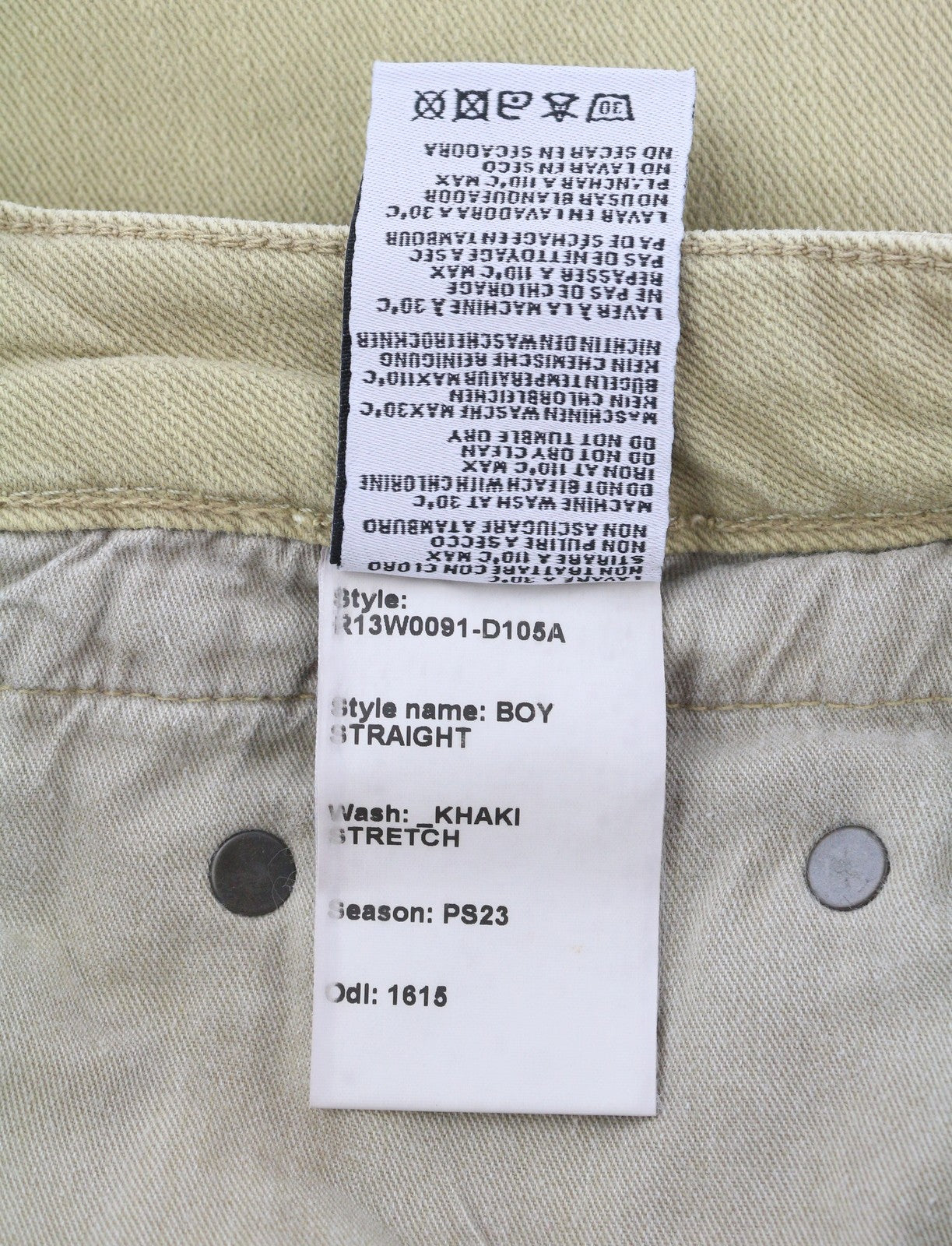 R13 Boy Straight Women Jeans 28 Khaki Stretch Faded Ankled Light Denim RRP€699