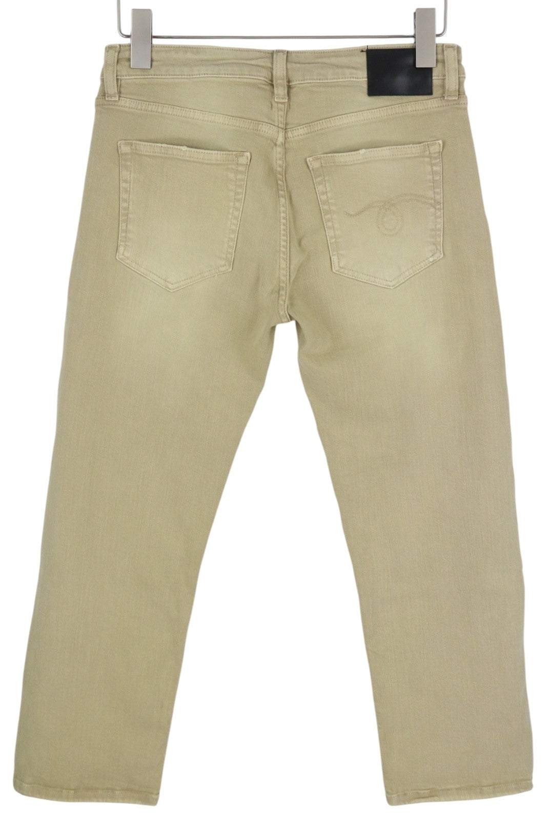 R13 Boy Straight Women Jeans 28 Khaki Stretch Denim Cropped Pockets RRP€699
