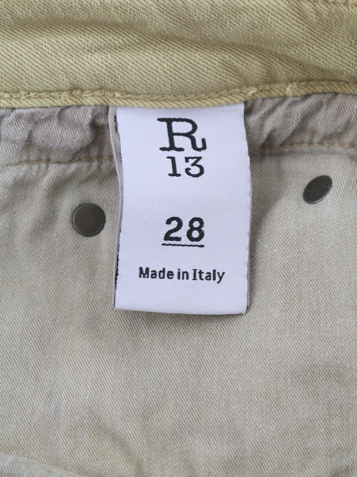 R13 Boy Straight Women Jeans 28 Khaki Stretch Denim Cropped Pockets RRP€699