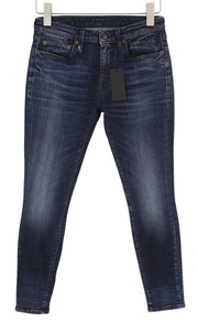 R13 Alison Skinny Women Jeans 27 Howell Indigo W Cut Out Black Hem Washed Denim