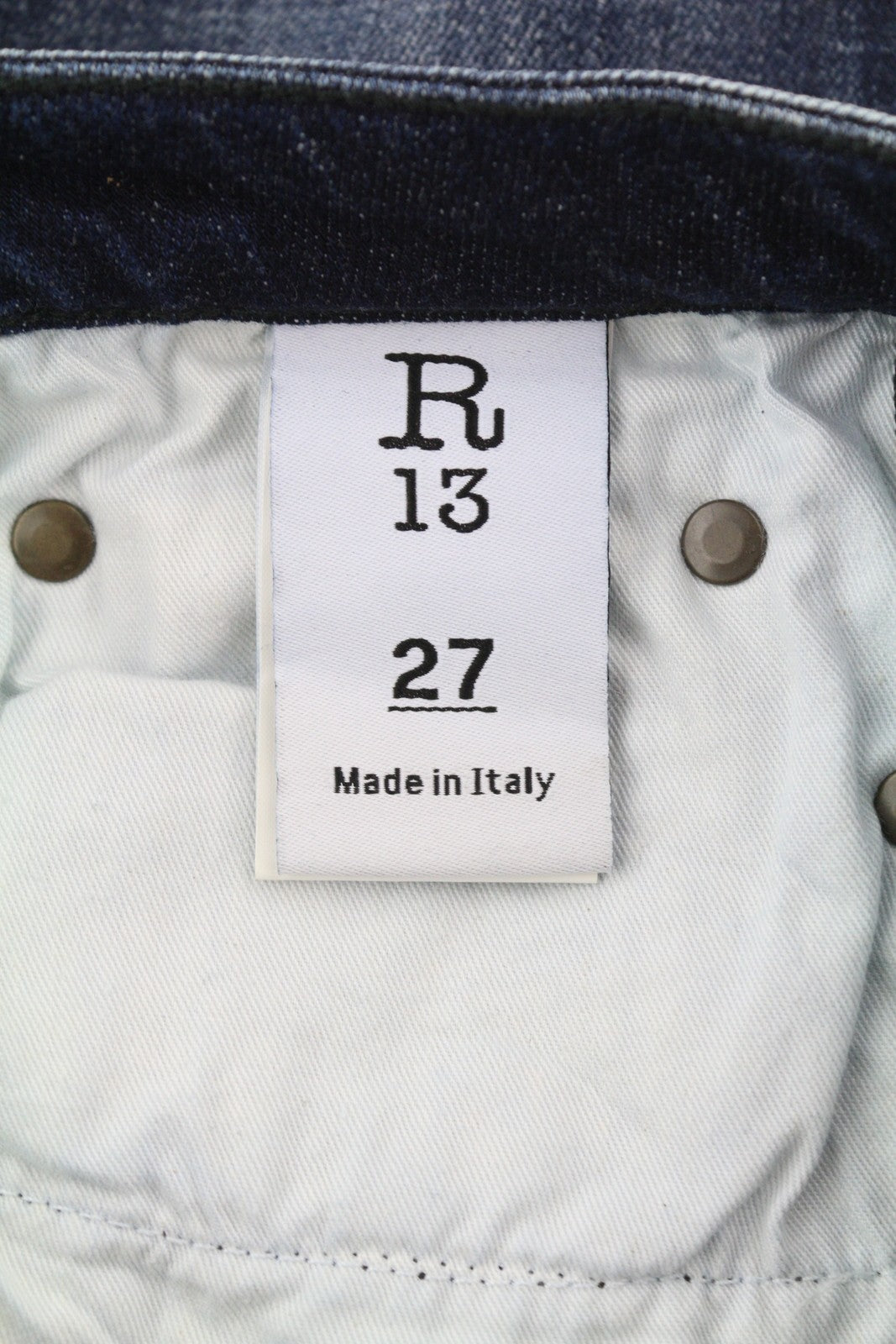 R13 Alison Skinny Women Jeans 27 Howell Indigo W Cut Out Black Hem Washed Denim