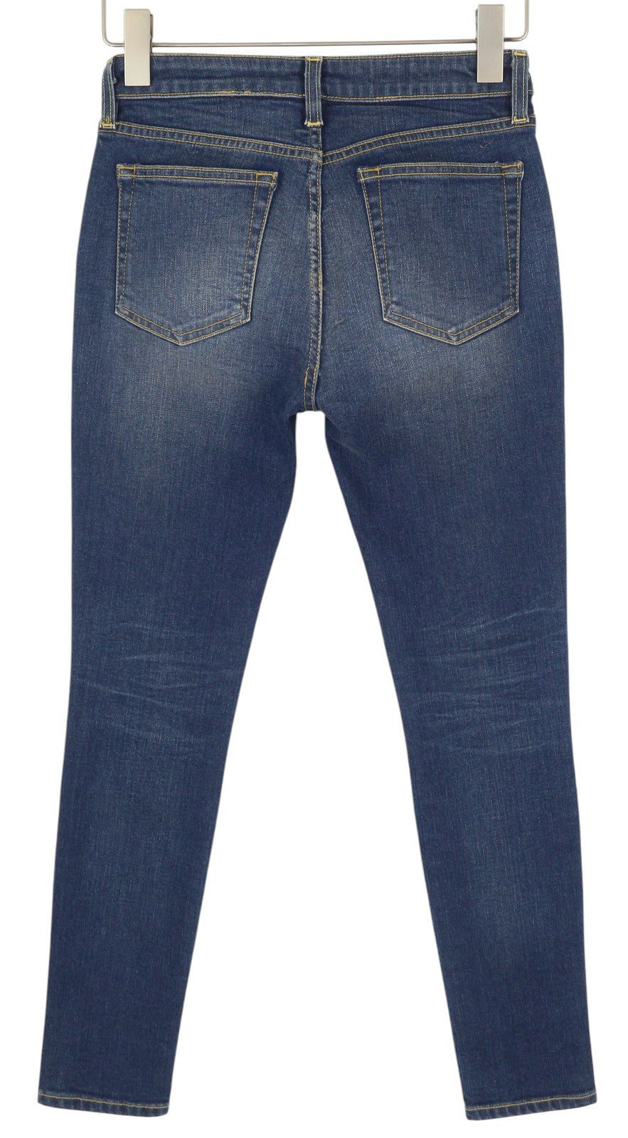 R13 Alison Skinny Women Jeans 27 Lily Blue FX Faded Whiskers Washed Zip Denim