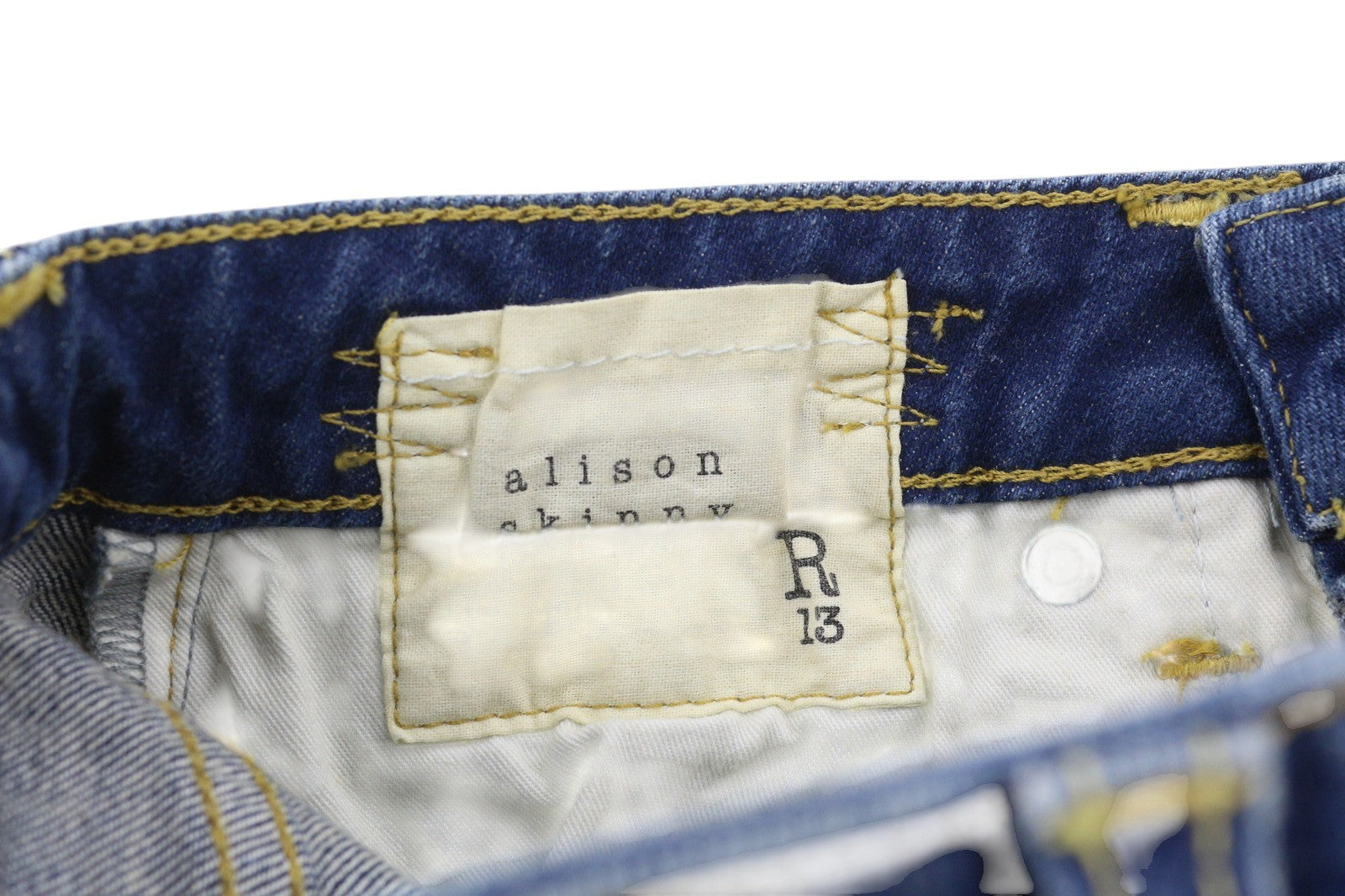 R13 Alison Skinny Women Jeans 27 Lily Blue FX Faded Whiskers Washed Zip Denim