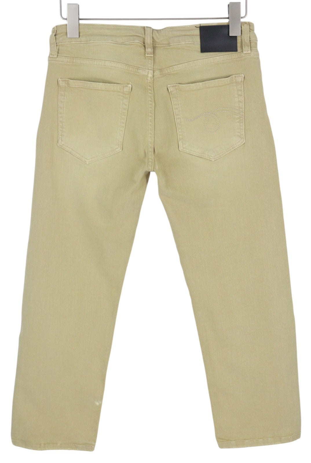 R13 Boy Straight Women Jeans 28 Khaki Stretchy Faded Ankle Length Casual RRP€699