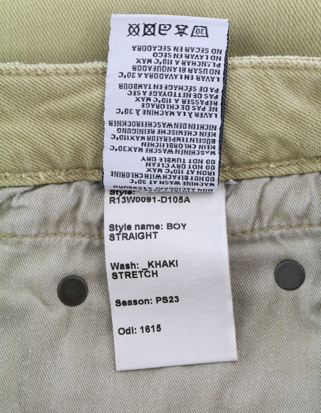 R13 Boy Straight Women Jeans 28 Khaki Stretchy Faded Ankle Length Casual RRP€699