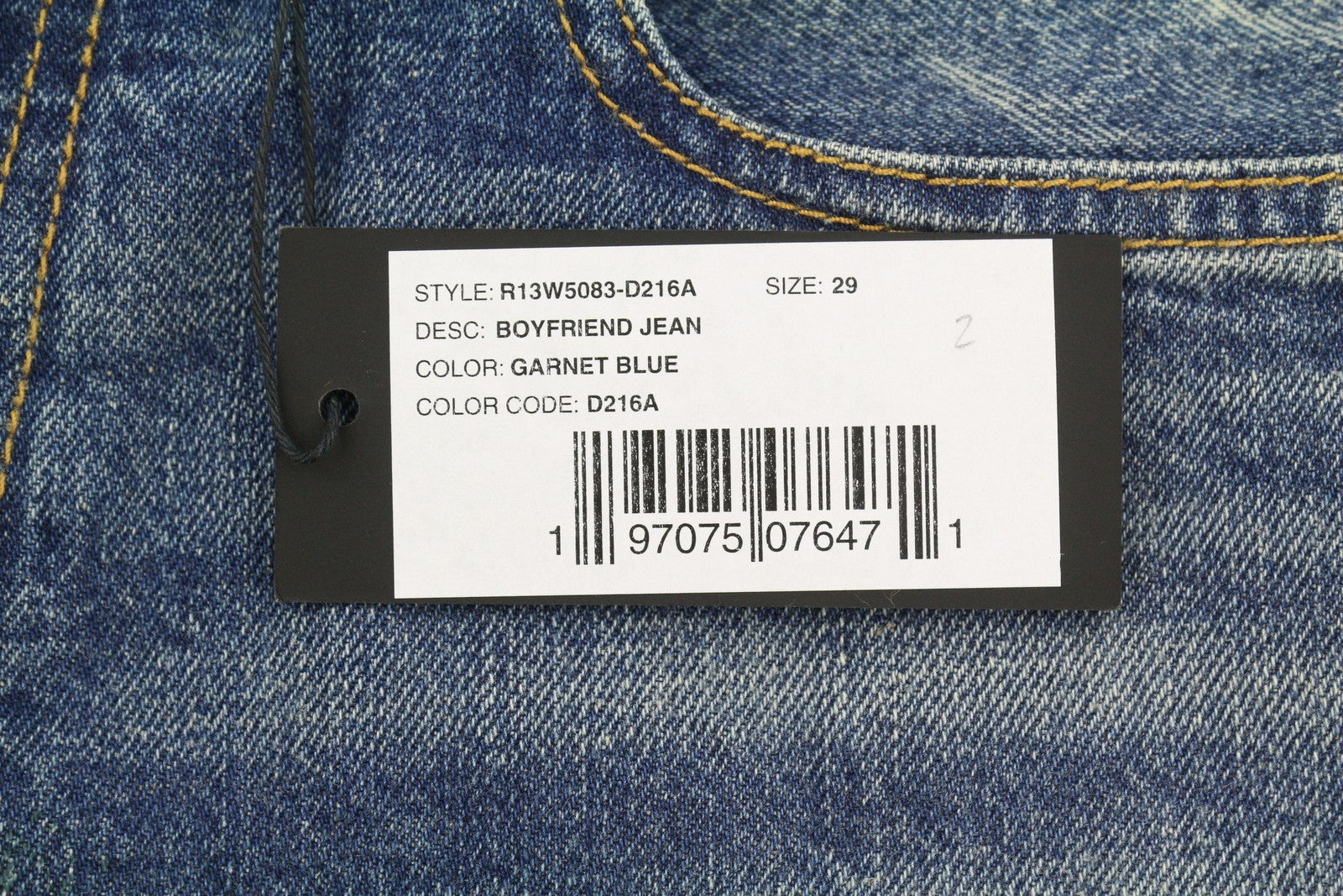 R13 Boyfriend Women Jeans 29 Garnet Blue Faded Cropped Ankle Length Zip Fly