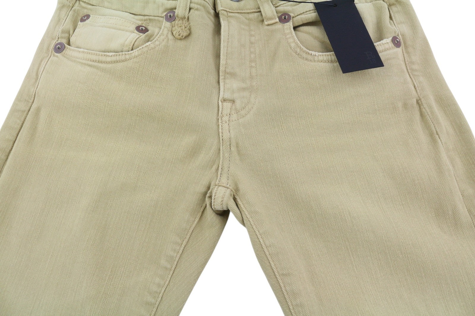 R13 Boy Straight Women Jeans 26 Khaki Stretchy Faded Cropped Casual RRP€699