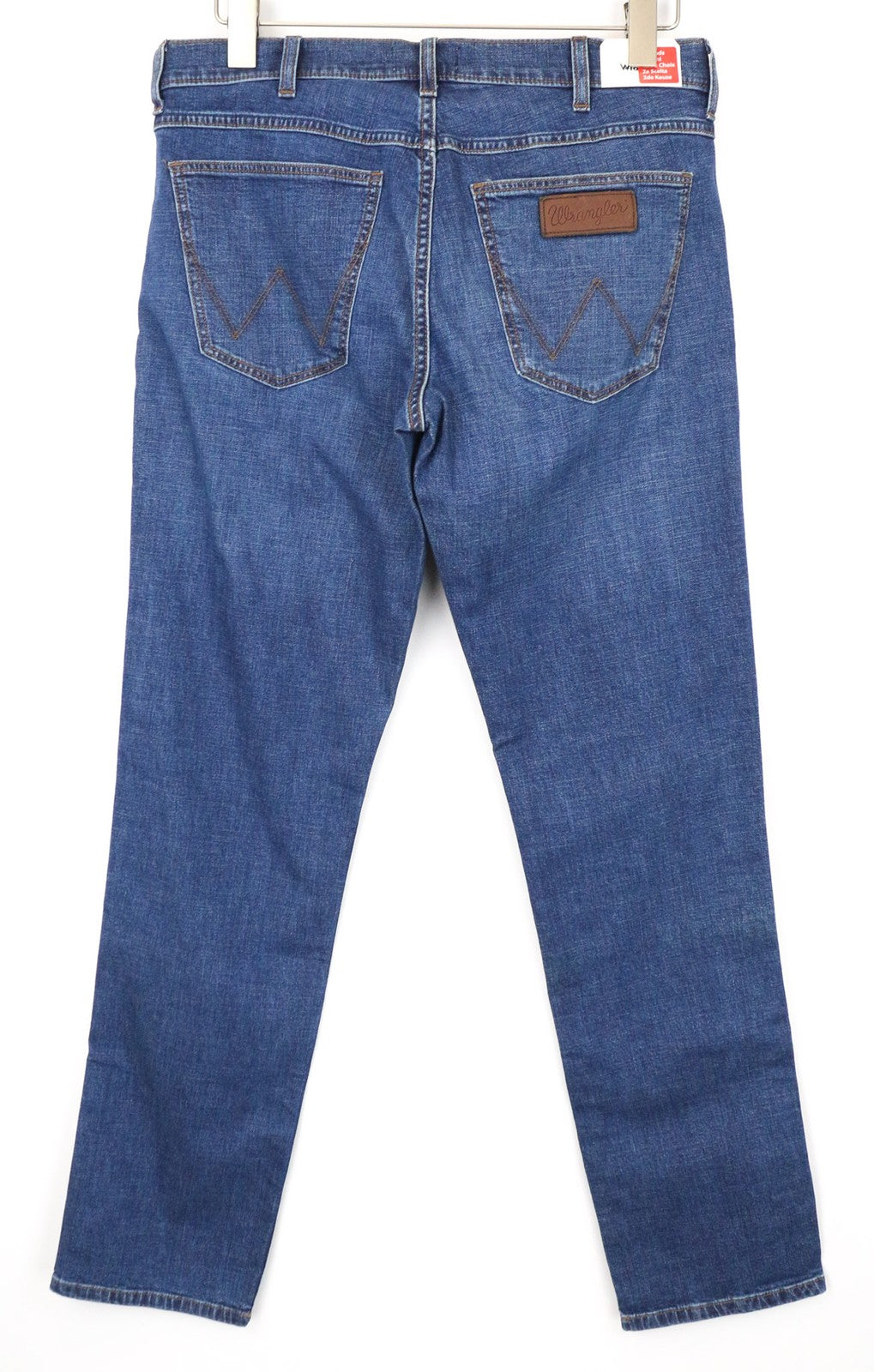 WRANGLER Greensboro vyriški džinsai W31/L34 tiesaus kirpimo, mėlyni, skalbto medvilninio džinso spalvos. 