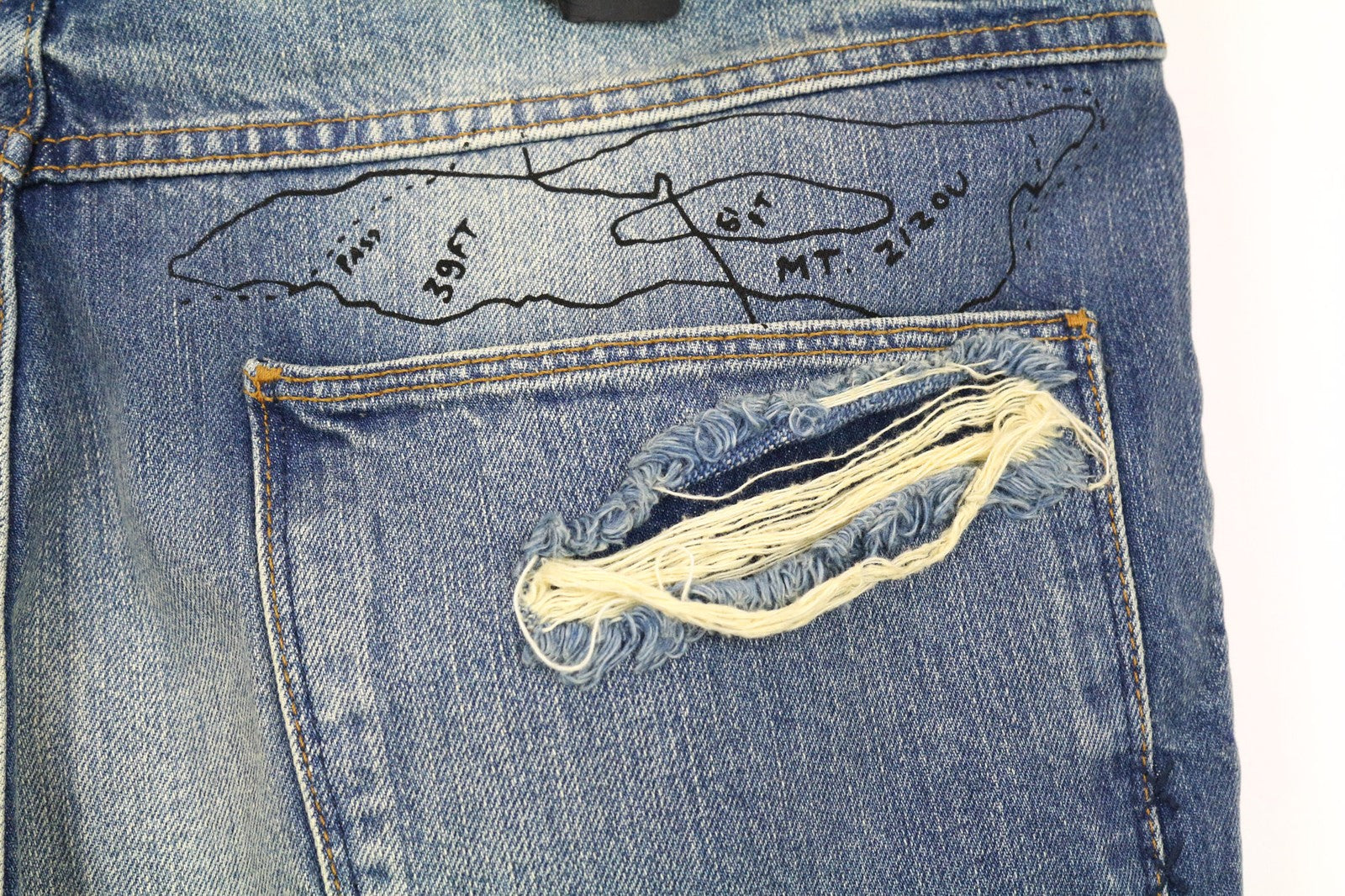 SCOTCH &amp; SODA Fleet vyriški džinsai W33/L34 3D anti-fit mėlyni plėšyti dažyti sagomis 