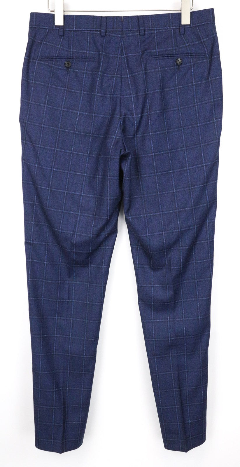 SUITSUPPLY Sienna Men's Trousers UK42R Blue Checked Wool Formal Dress Pants