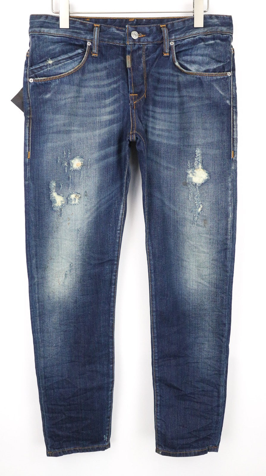 TAKESHY KUROSAWA vyriški džinsai W34, dirbtinai mėlyni, skalbtos, ploni, grynos medvilnės 