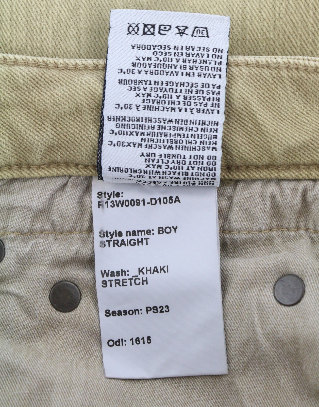 R13 berniukiški tiesūs moteriški džinsai, 25 chaki spalvos, tamprūs, blukinti, iki kulkšnių, laisvalaikio, RRP 699 € 