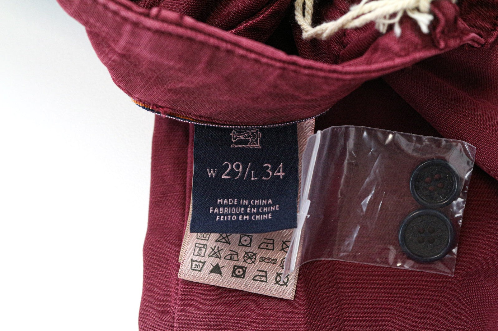 SCOTCH & SODA Theon Men's Trousers W29/L34 Burgundy Slim Non-Stretch Chino