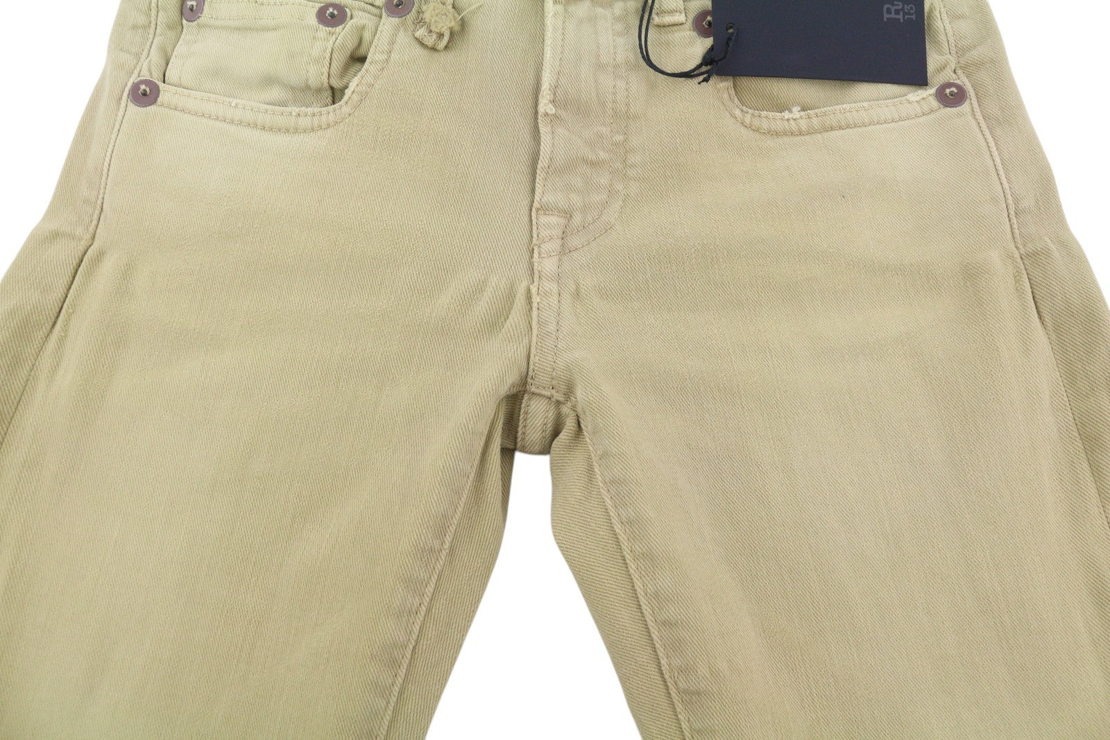 R13 berniukiški tiesūs moteriški džinsai, 24 chaki spalvos, tamprūs, blukinti, iki kulkšnių, laisvalaikio, RRP 699 € 