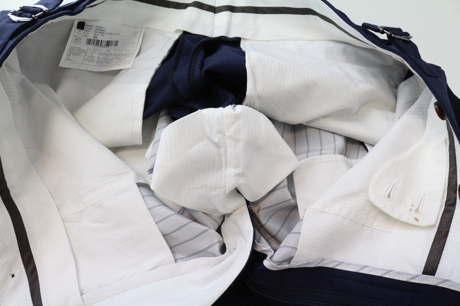 SUITSUPPLY Hartford Men's Trousers UK42R Slim Blue Glen Check Wool Flat Front