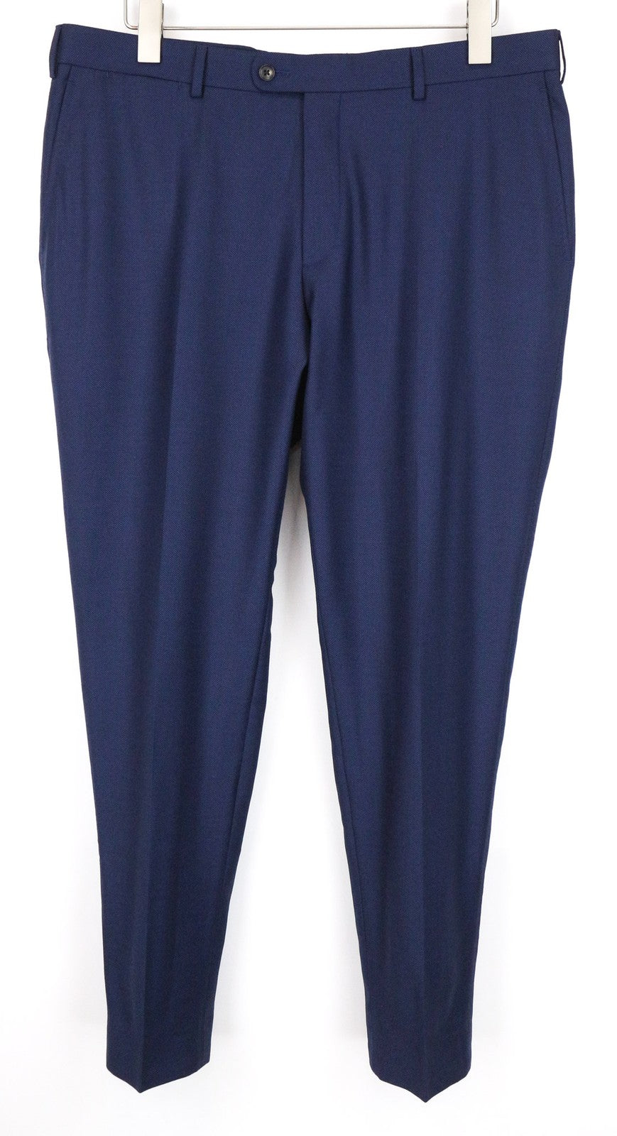 SUITSUPPLY Brescia Men's Trousers UK44R Blue Wool Slim Bird's Eye Flat Front