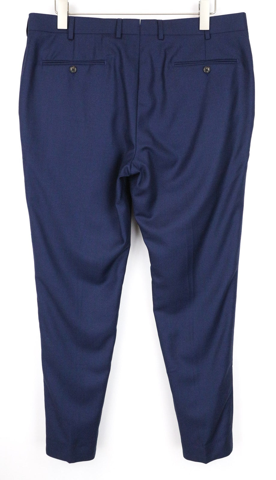 SUITSUPPLY Brescia Men's Trousers UK44R Blue Wool Slim Bird's Eye Flat Front