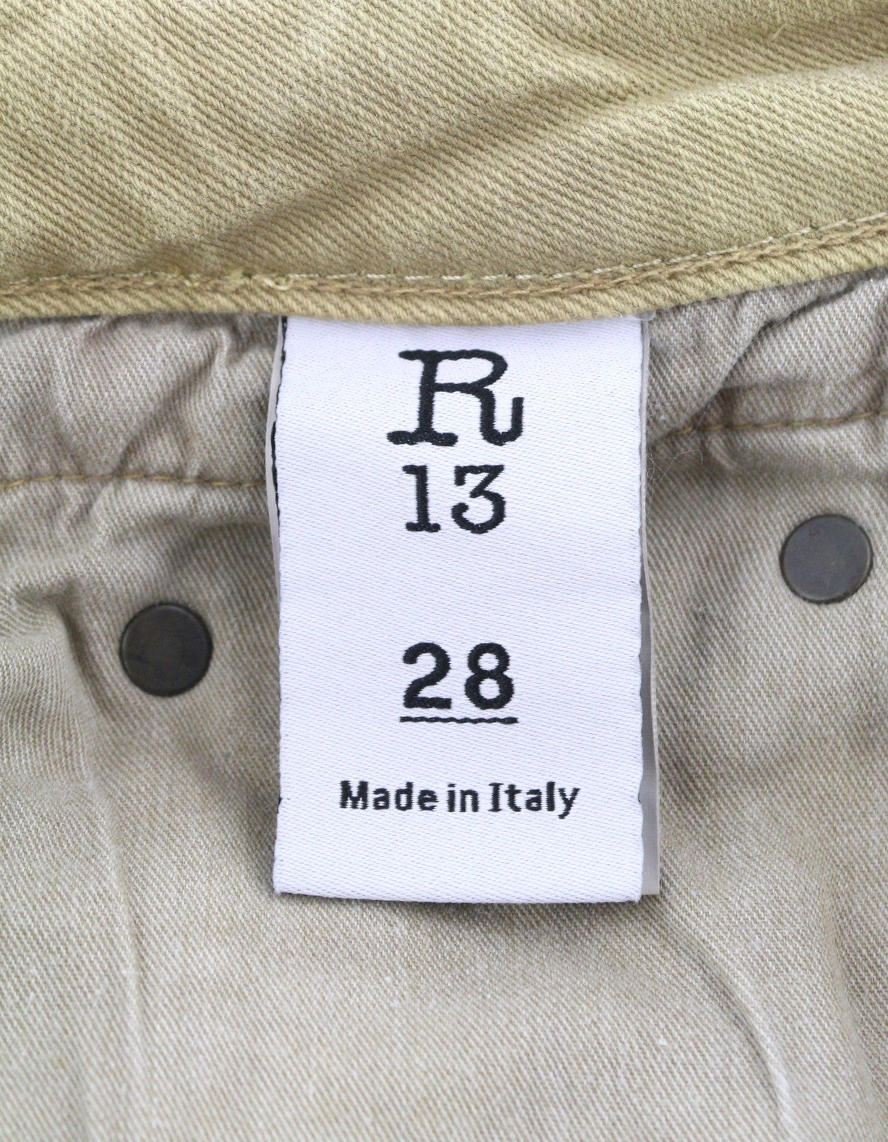 R13 Boy Straight Women Jeans 28 Khaki Stretch Faded Ankle Length Casual RRP€699