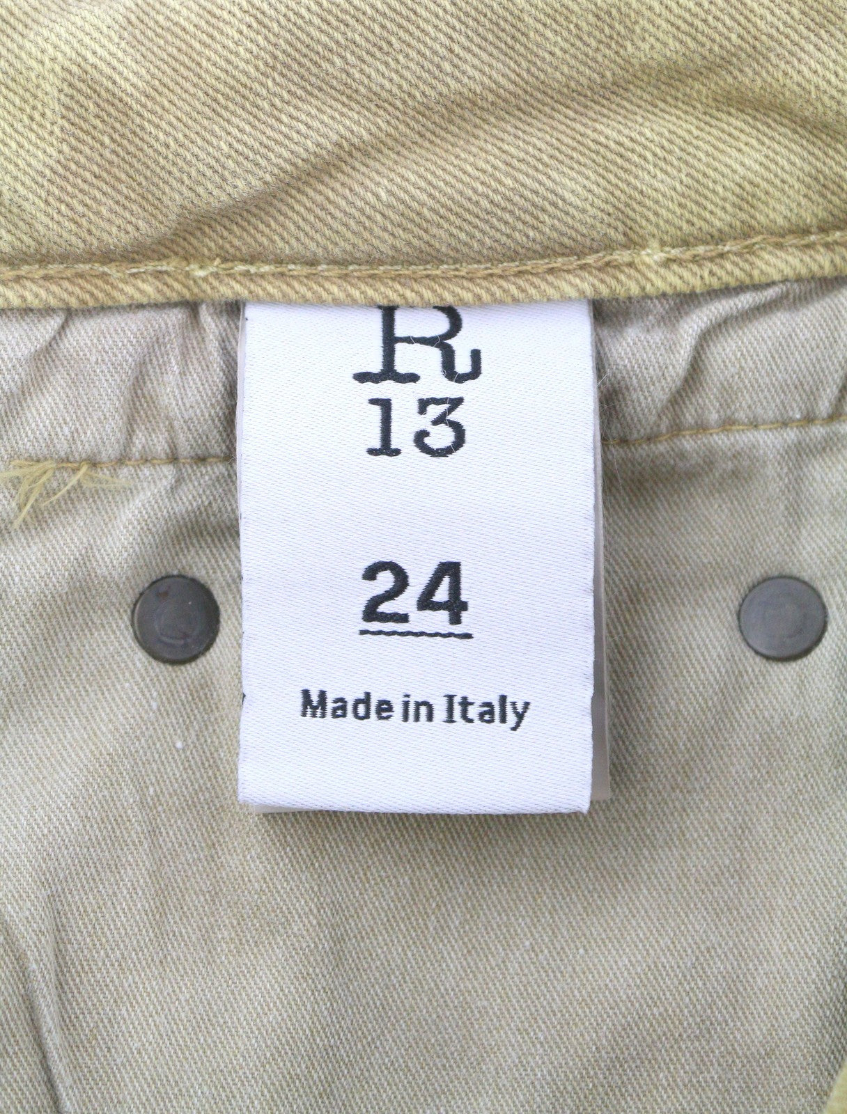 R13 Boy Straight Women Jeans 24 Khaki Stretch Faded Ankle Length Casual RRP€699