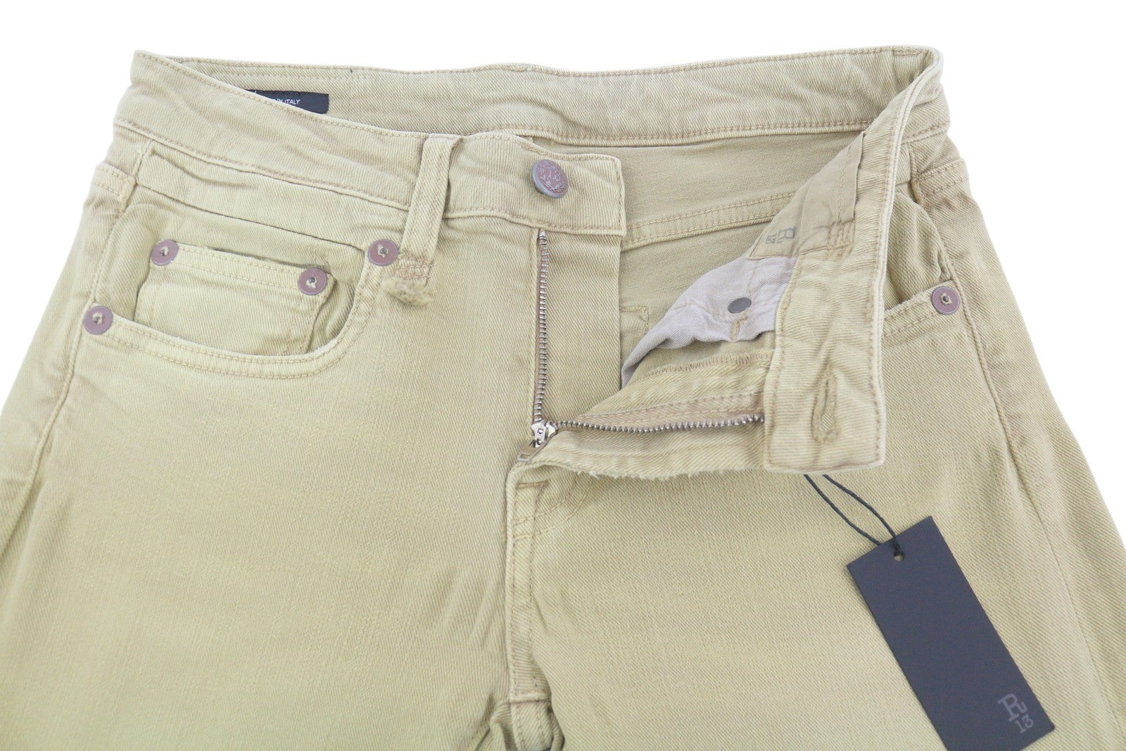 R13 Boy Straight Women Jeans 26 Khaki Stretch Faded Ankle Length Casual RRP699