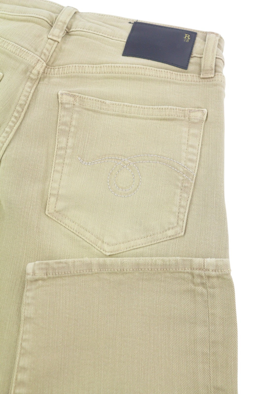 R13 Boy Straight Women Jeans 26 Khaki Stretch Faded Ankle Length Casual RRP699
