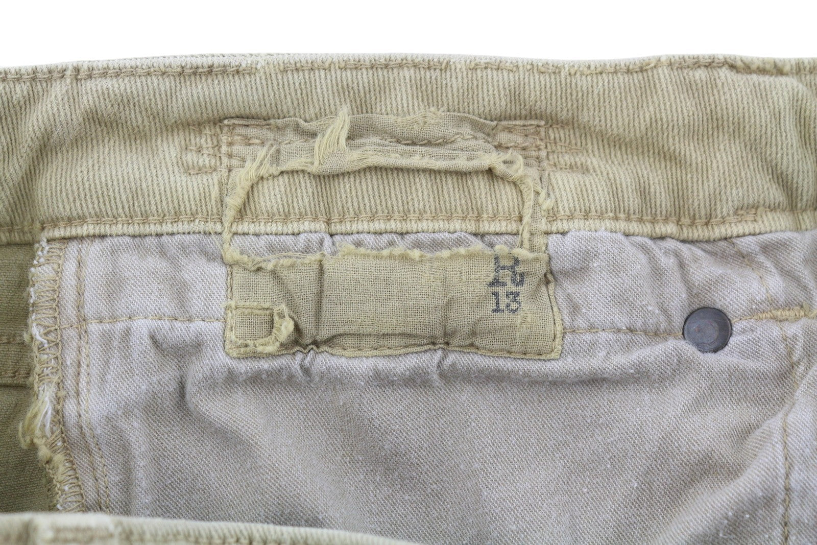 R13 berniukiški tiesūs moteriški džinsai, 30 chaki spalvos, tamprūs, blukinti, iki kulkšnių, laisvalaikio, RRP 699 € 