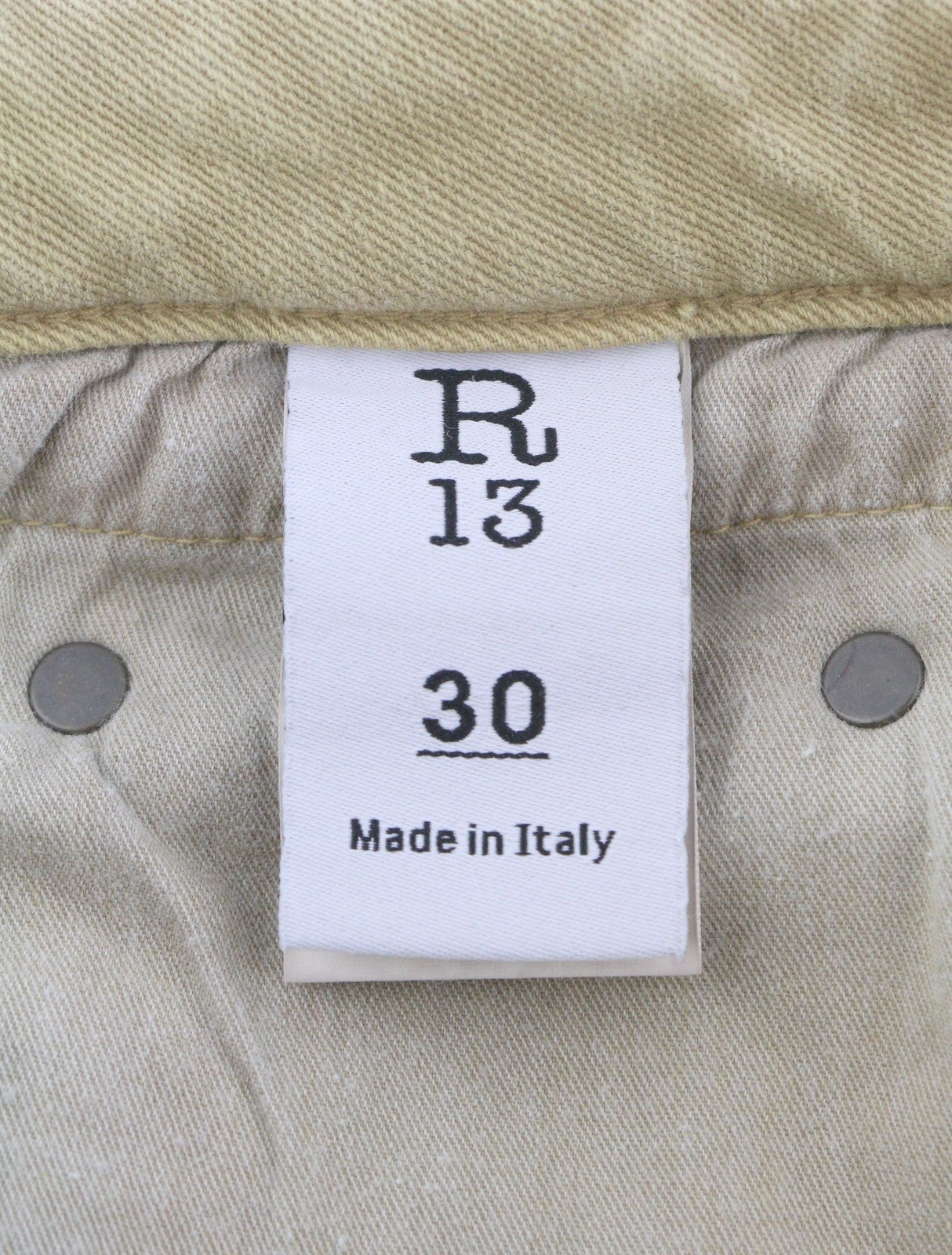 R13 berniukiški tiesūs moteriški džinsai, 30 chaki spalvos, tamprūs, blukinti, iki kulkšnių, laisvalaikio, RRP 699 € 