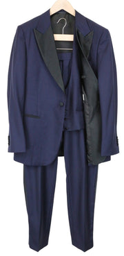 SUITSUPPLY Lazio Tuxedo Men's Suit UK42S Blue Wool Super 130's Slim 3 Piece
