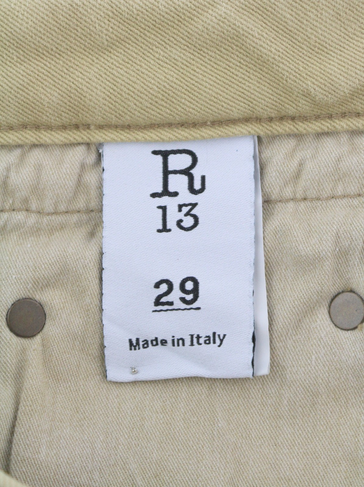 R13 Boy Straight Women Jeans 29 Khaki Stretch Faded Ankle Length Casual RRP€699