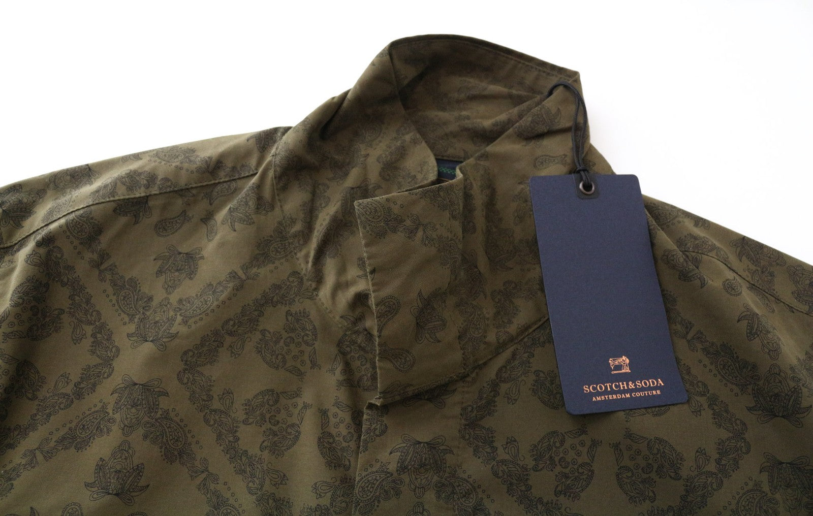 SCOTCH & SODA Ams Couture Men's Jacket S Green Cotton Blend Pattern Lightweight