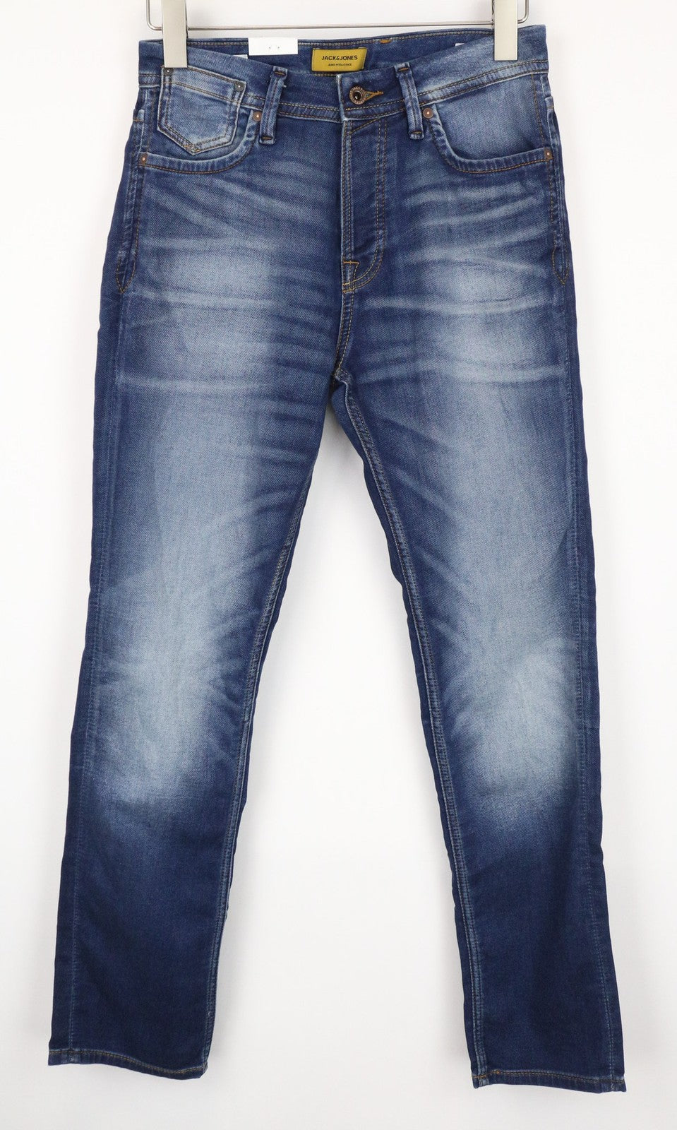 JACK & JONES Tim Men's Jeans W29/L32 Slim Straight Stretch Blue Washed Cotton