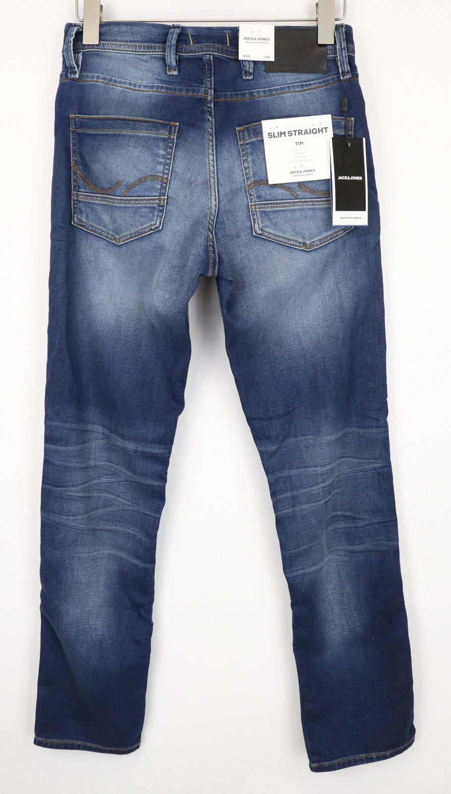 JACK & JONES Tim Men's Jeans W29/L32 Slim Straight Stretch Blue Washed Cotton
