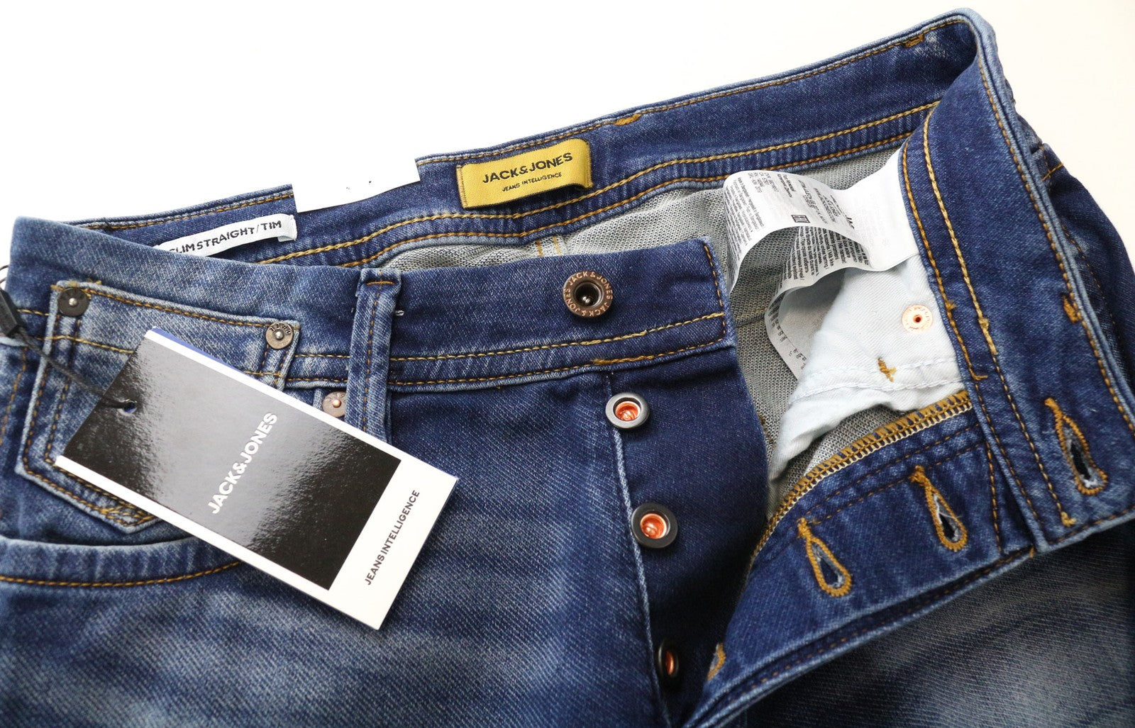 JACK & JONES Tim Men's Jeans W29/L32 Slim Straight Stretch Blue Washed Cotton