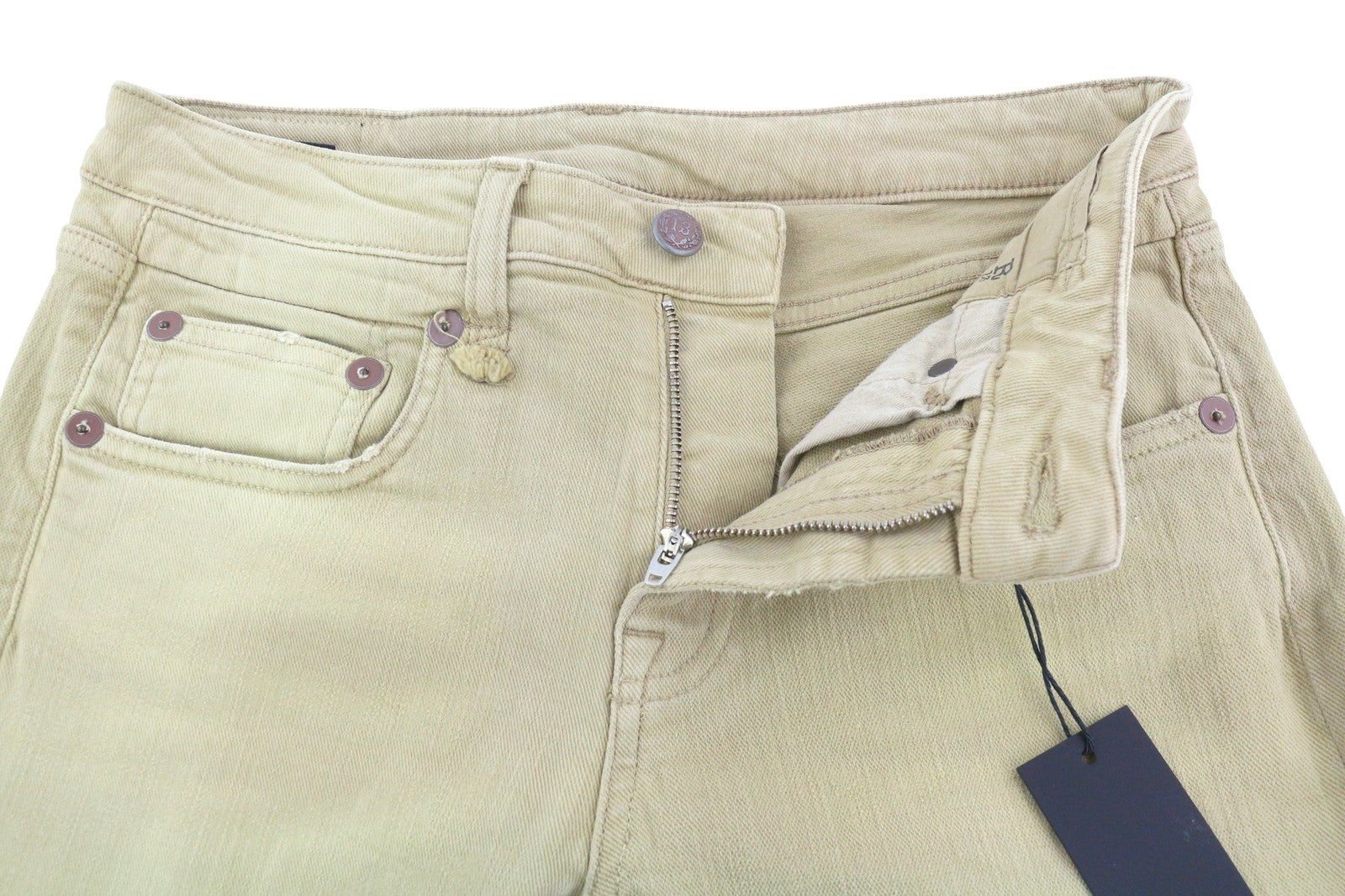 R13 berniukiški tiesūs moteriški džinsai, 27 chaki spalvos, tamprūs, išblukę, trumpinti iki kulkšnių, rekomenduojama kaina – 699 € 