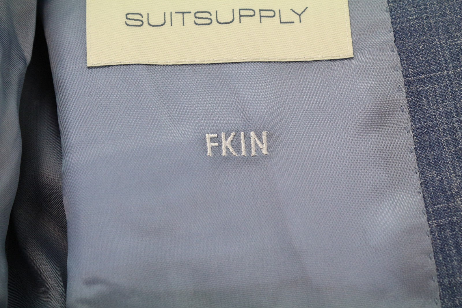 SUITSUPPLY La Spalla vyriškas švarkas UK38R mėlynas lininis šilko ir vilnos mišinio vienos krūtinės audinys 