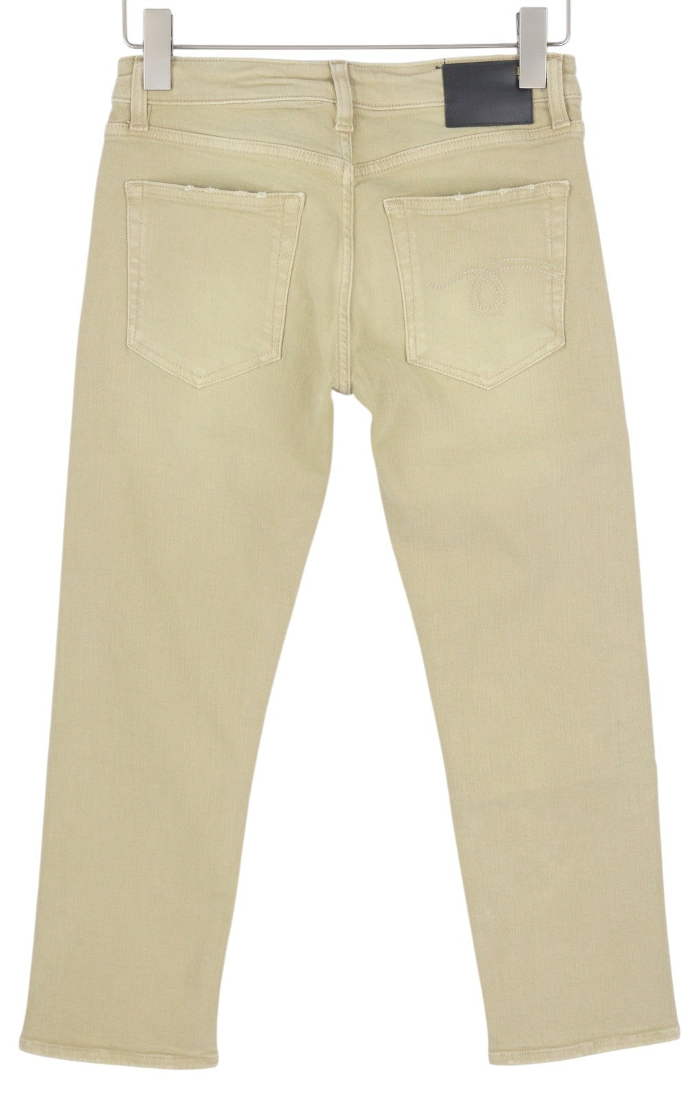 R13 berniukiški tiesūs moteriški džinsai, 26 chaki spalvos, tamprūs, išblukę, trumpinti iki kulkšnių, rekomenduojama kaina – 699 € 