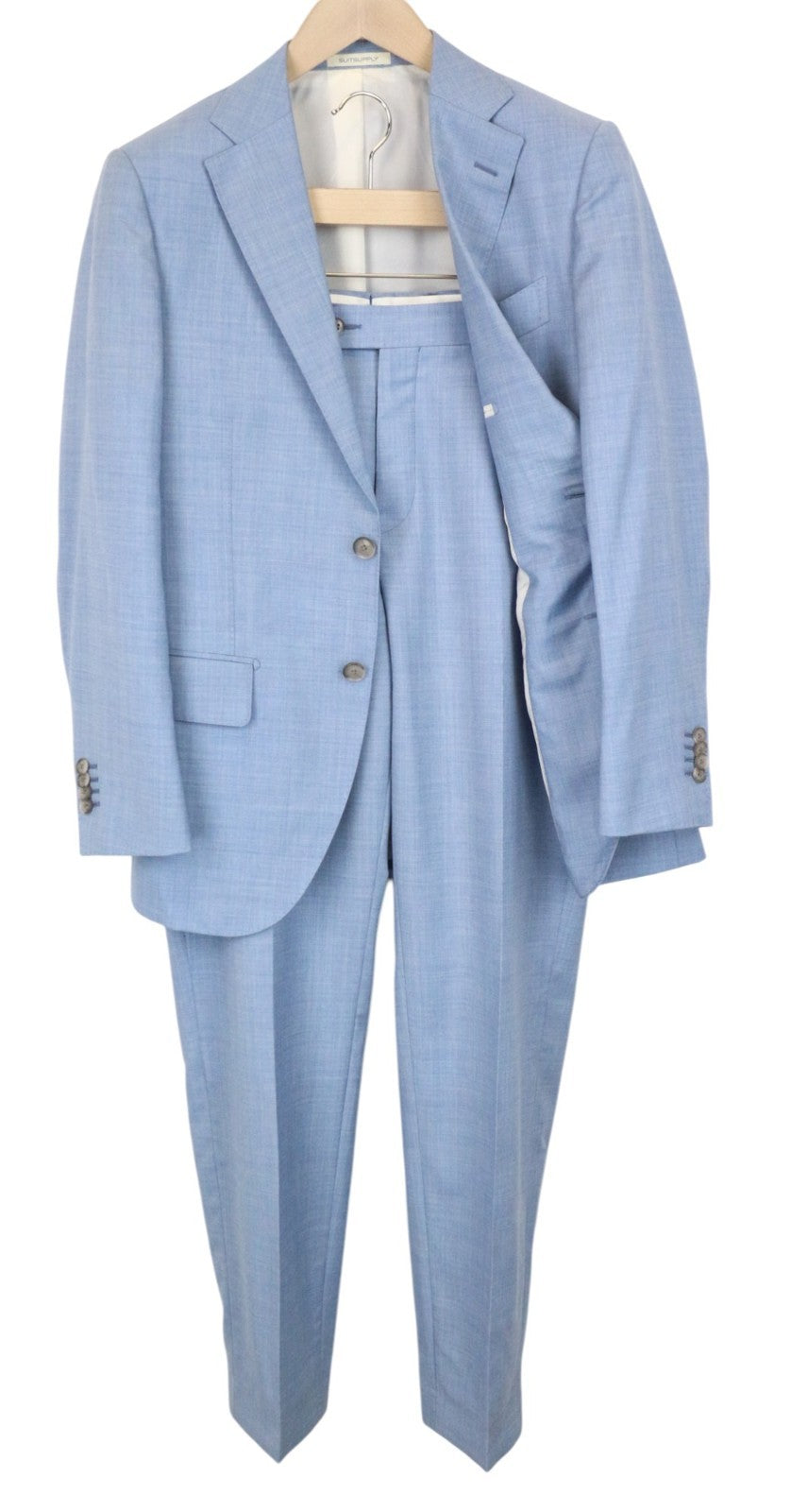 SUITSUPPLY Lazio Men's Suit UK36S Light Blue Pure Wool Slim 2 Piece Classic Set