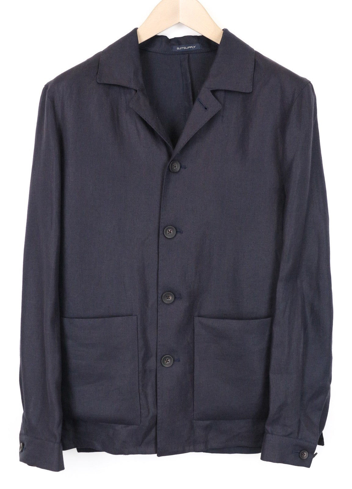 SUITSUPPLY Walter Men's Blazer UK36R Navy Blue Linen Shacket Lightweight