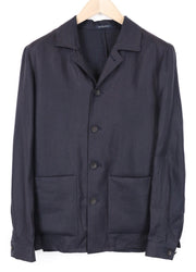 SUITSUPPLY Walter Men's Blazer UK36R Navy Blue Linen Shacket Lightweight