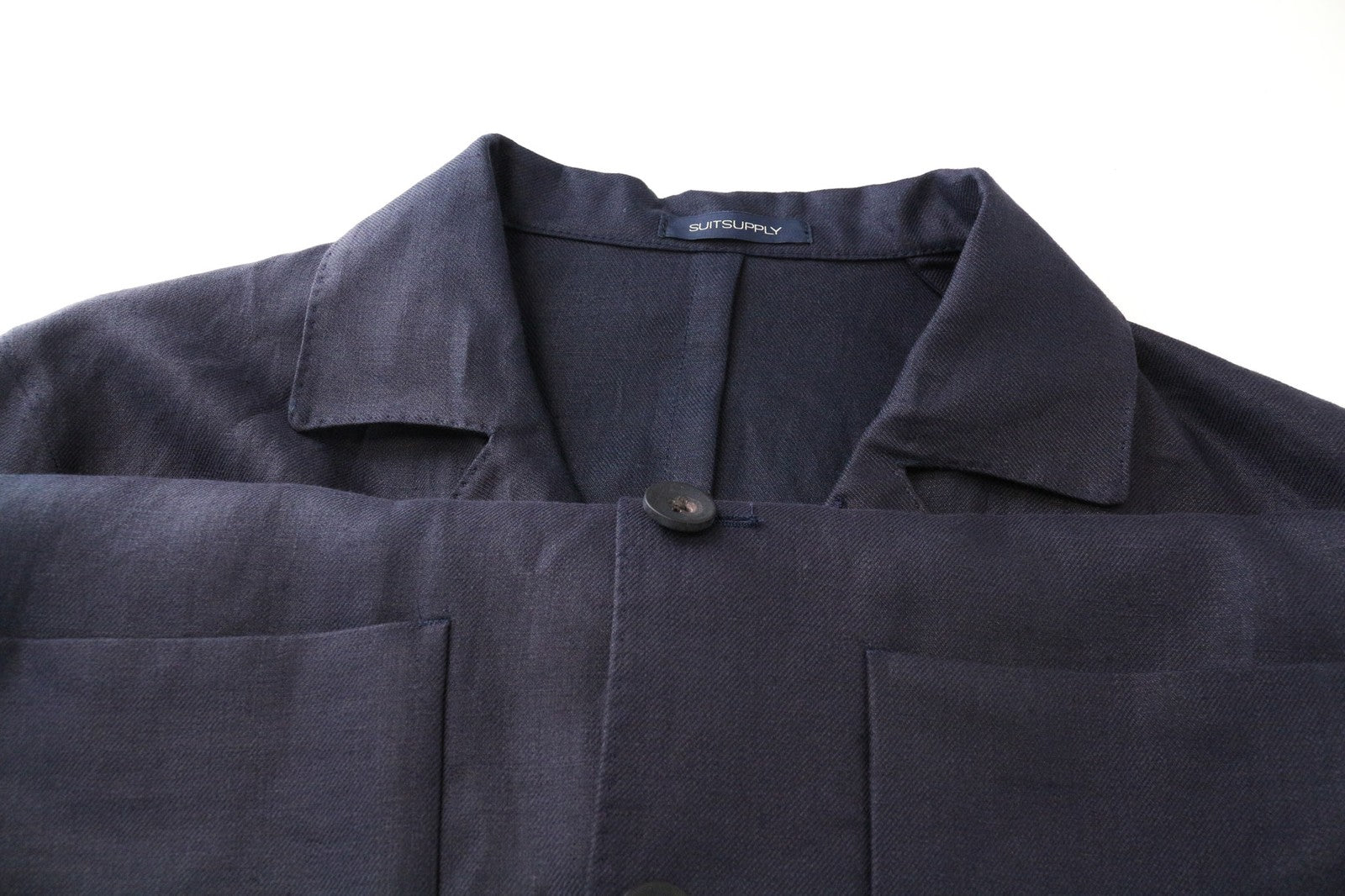 SUITSUPPLY Walter Men's Blazer UK36R Navy Blue Linen Shacket Lightweight