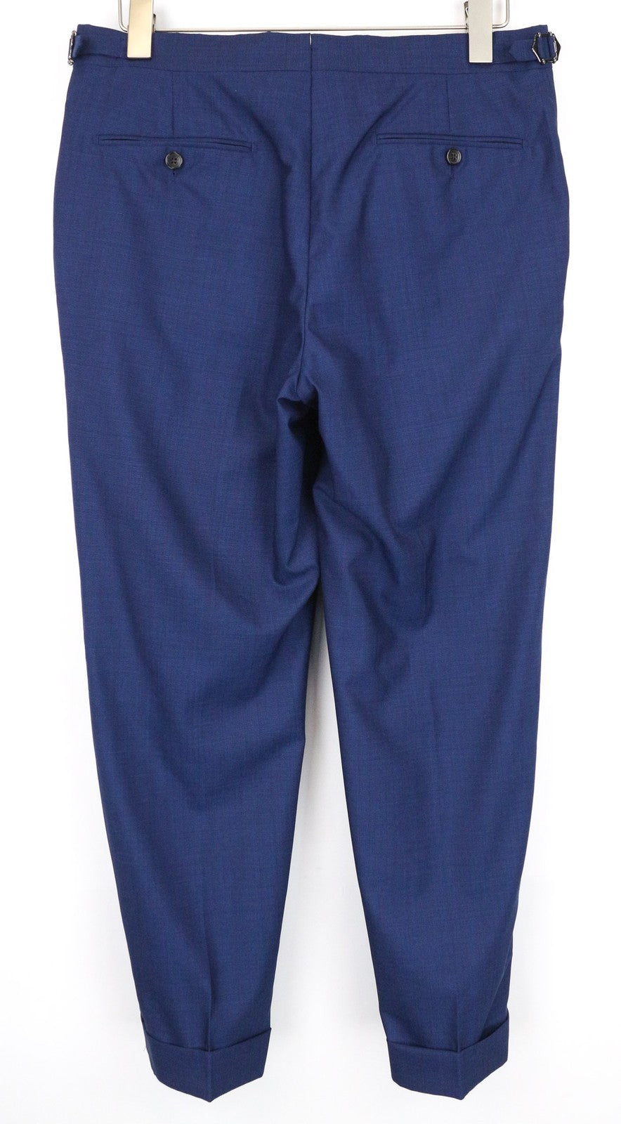 SUITSUPPLY Brescia Men's Trousers UK34R Blue Wool Pleated Cuffed Front Smart Fit