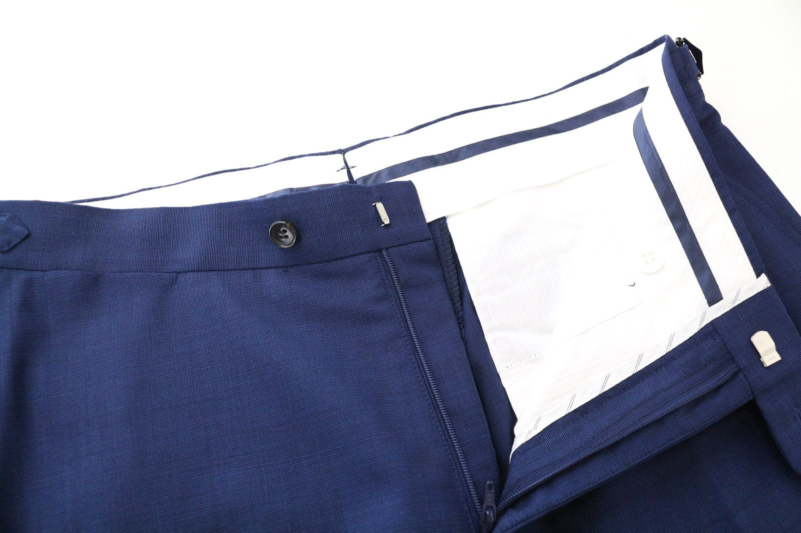 SUITSUPPLY Brescia Men's Trousers UK34R Blue Wool Pleated Cuffed Front Smart Fit