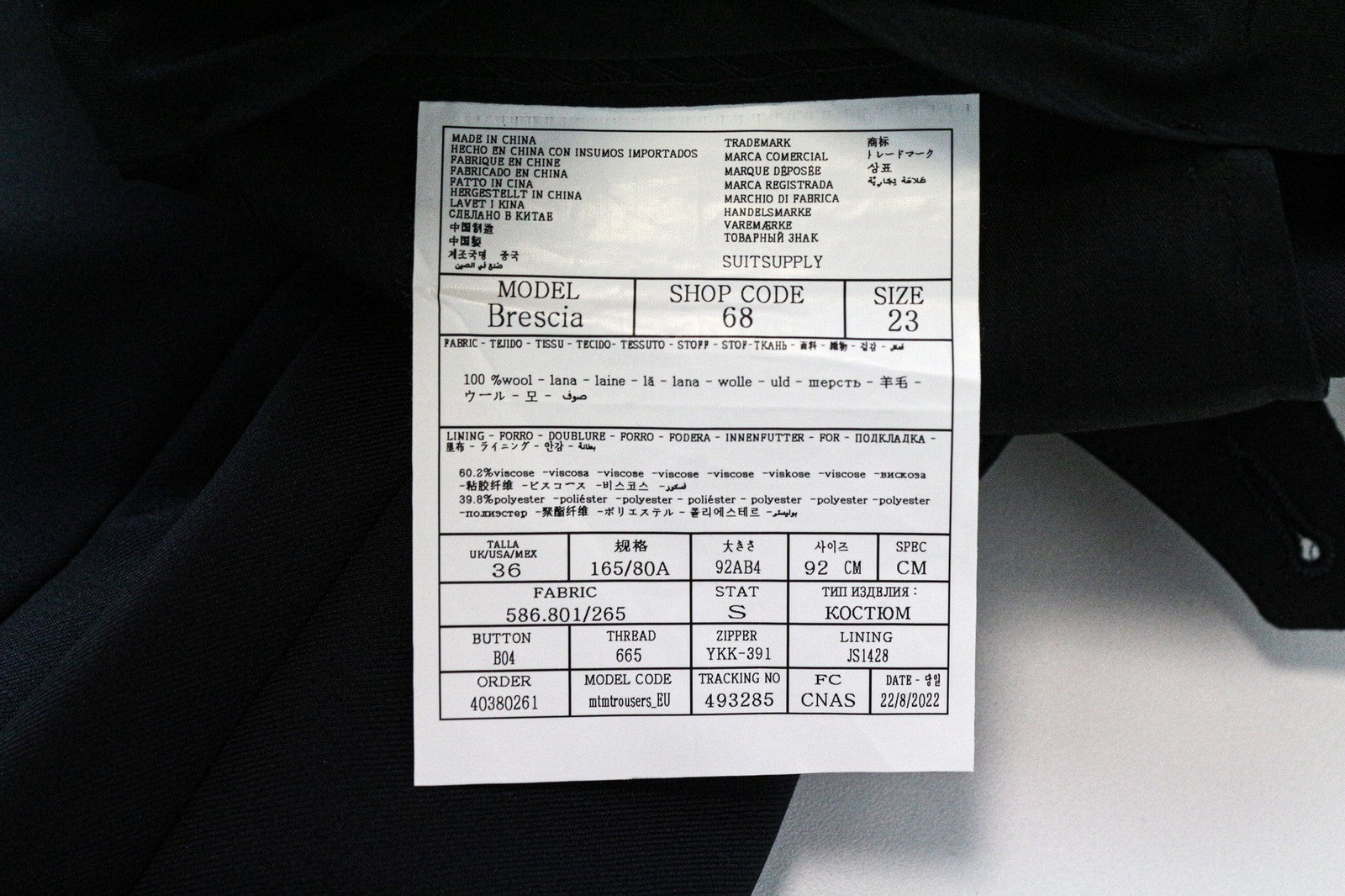 SUITSUPPLY La Spalla Men's Suit UK34S Navy Blue 3 Piece Pure Wool Single-Breast